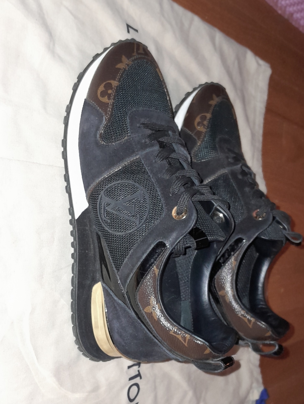 Louis Vuitton Black and Brown Monogram Suede Runner Sneakers